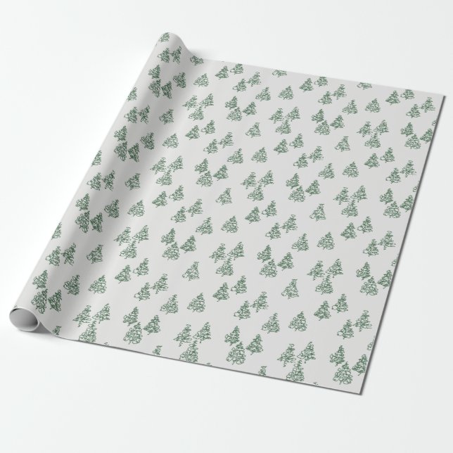 Presente Papel de envolvimento (verde) das árvores de Natal (Desenrolado)