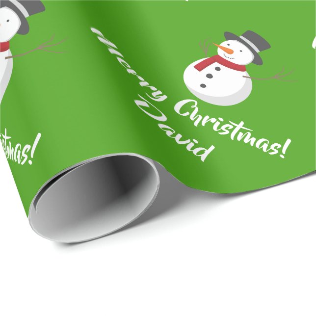 Presente Papel de envolvimento verde do boneco de neve do (Ponta do rolo)