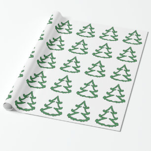 Presente Papel de envolvimento verde do pinheiro