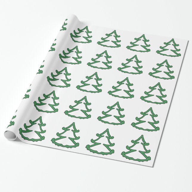 Presente Papel de envolvimento verde do pinheiro (Desenrolado)