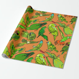 Presente Papel de envolvimento verde dos papagaios