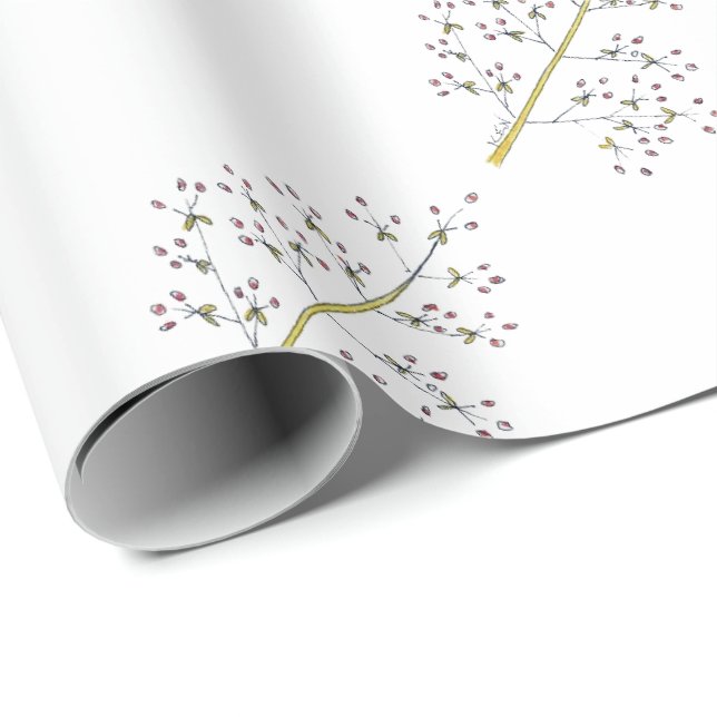 Presente Papel de envolvimento vermelho da baga do Natal (Ponta do rolo)