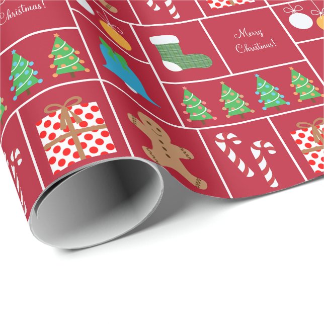 Presente Papel de envolvimento vermelho do teste padrão do (Ponta do rolo)
