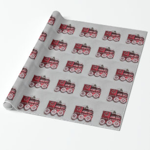 Presente Papel de envolvimento vermelho do trem do Natal
