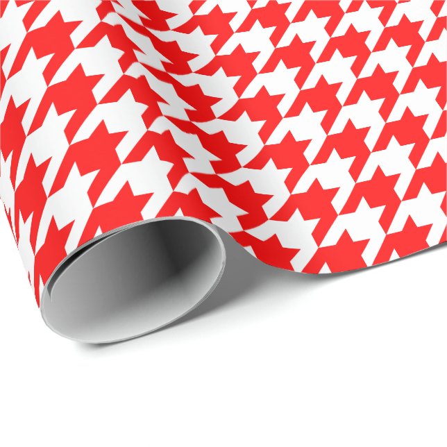 Presente Papel de envolvimento vermelho e branco médio de (Ponta do rolo)