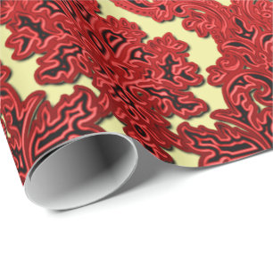 Presente Papel de envolvimento vermelho escuro e Dourado do