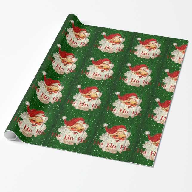 Presente Papel de envolvimento vermelho verde de Papai Noel (Desenrolado)
