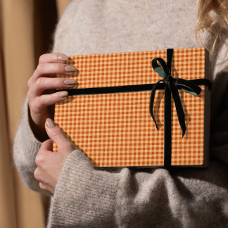 Presente Papel de Forragem de Outono de Gingham Laranja