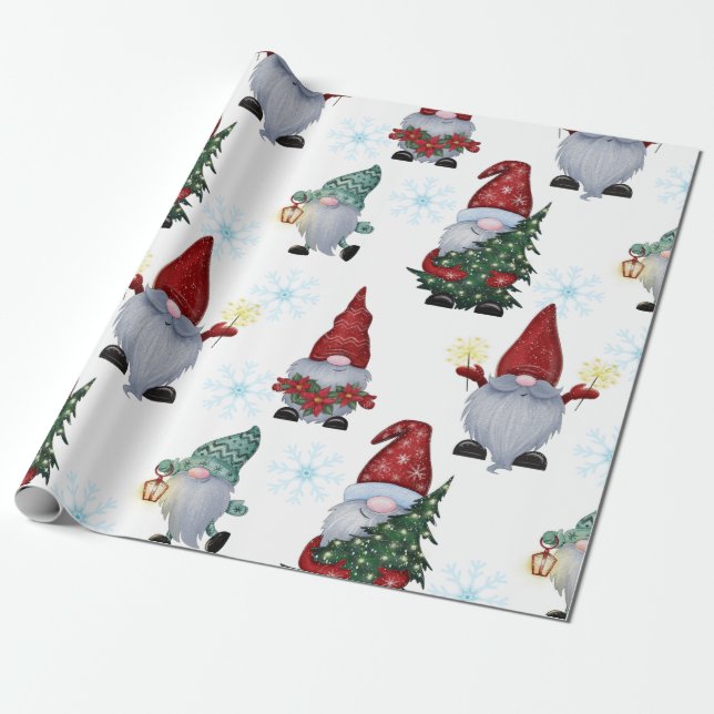 Presente Papel de Invasão dos Gnomos da Neve de Natal (Desenrolado)