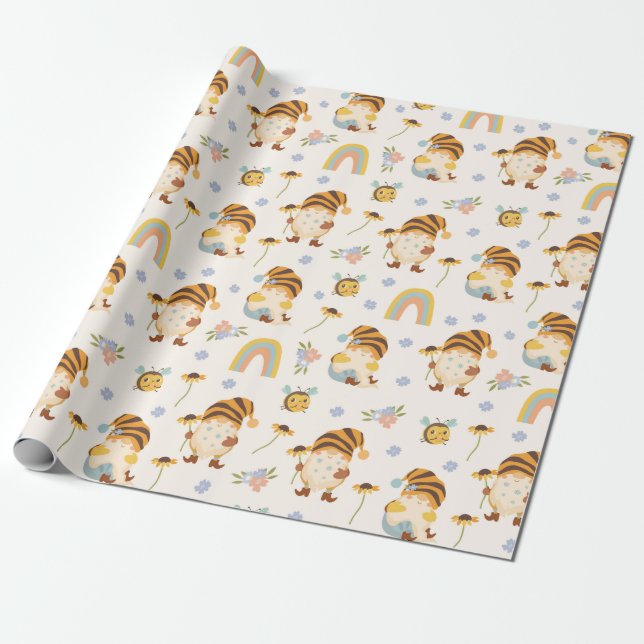 Presente Papel de Invasão dos Gnomos do Jardim (Desenrolado)