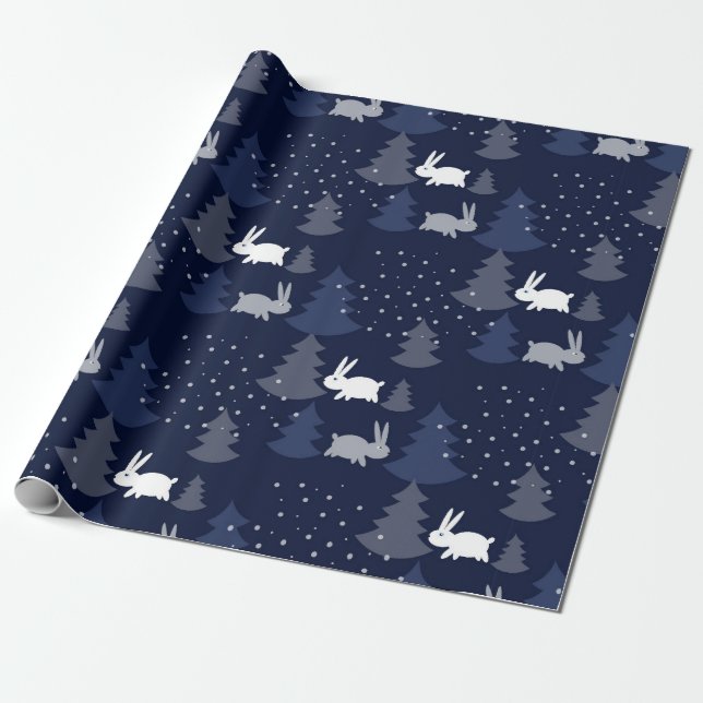 Presente Papel de inverno/Marinho de Natal bonito (Desenrolado)