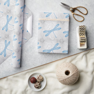 Presente Papel de Invólucro de Dragonfly Azul