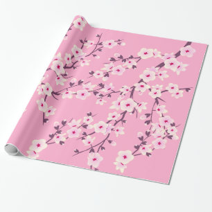 Presente Papel De Lavagem Cor-de-Rosa De Cereja Floral