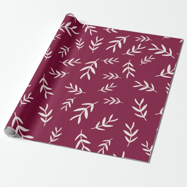 Presente Papel de mola de folhas de Natal da Marrom vermelh (Desenrolado)