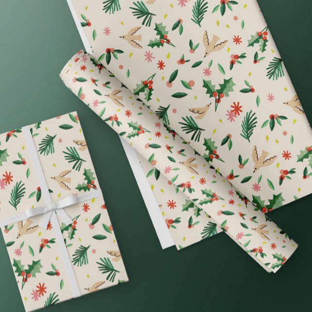 Presente Papel de mola de natal de pássaros Joyful Woodland (Criador carregado)