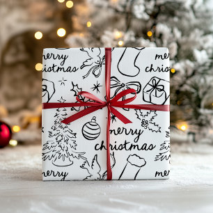 Presente Papel De Mola De Natal Desenhado Para Mão Festiva