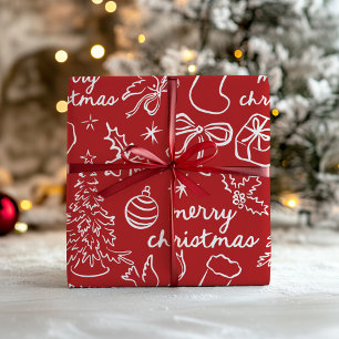 Presente Papel De Mola De Natal Desenhado Para Mão Festiva