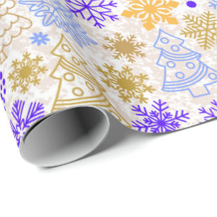 Presente Papel de mola de Natal Neon Purple e Dourado