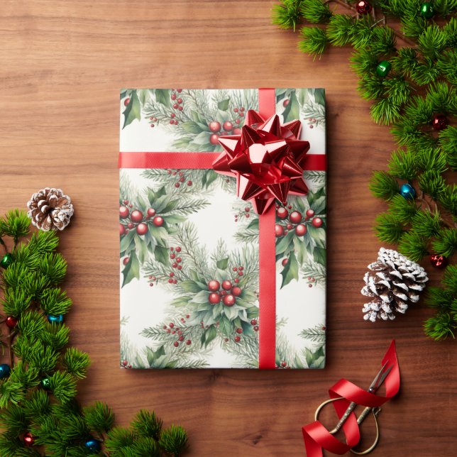 Presente Papel de Mola de Natal Red Berries (Presente de Natal)