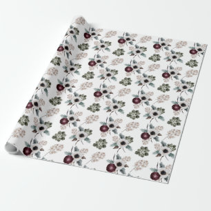 Presente Papel de mola floral com aquarelas