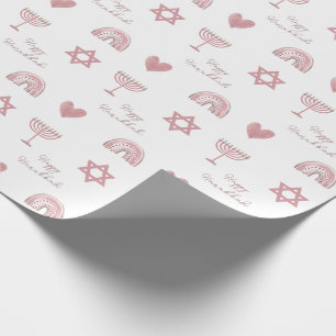 Presente Papel de mola Hanukkah, cor-de-água rosa