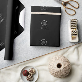 Presente Papel de moldagem a preto elegante com logotipo