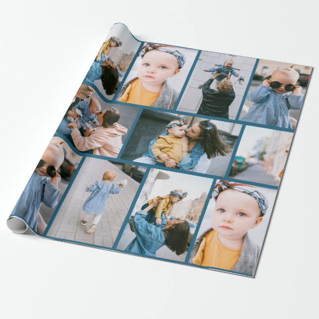 Presente Papel de moldagem azul com Denim de Foto Personali (Desenrolado)