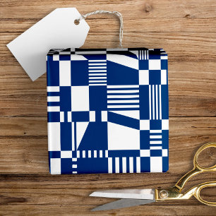 Presente Papel de moldagem azul e branco com verificação mo
