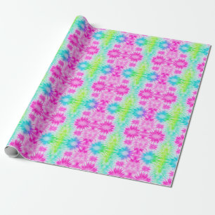 Presente Papel de moldagem azul-rosa e verde