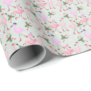 Presente Papel de moldagem Candy Cane Flamingos
