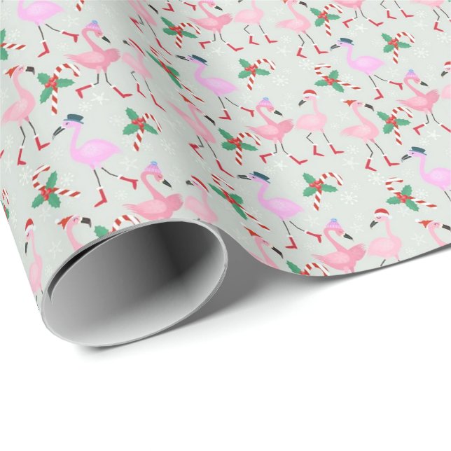 Presente Papel de moldagem Candy Cane Flamingos (Ponta do rolo)