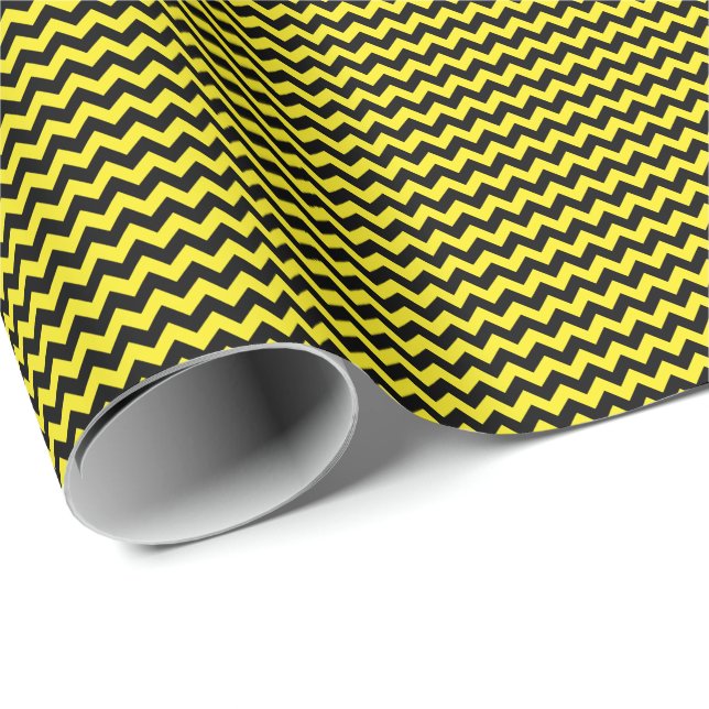 Presente Papel de moldagem Chevron Pequeno Preto e Amarelo (Ponta do rolo)