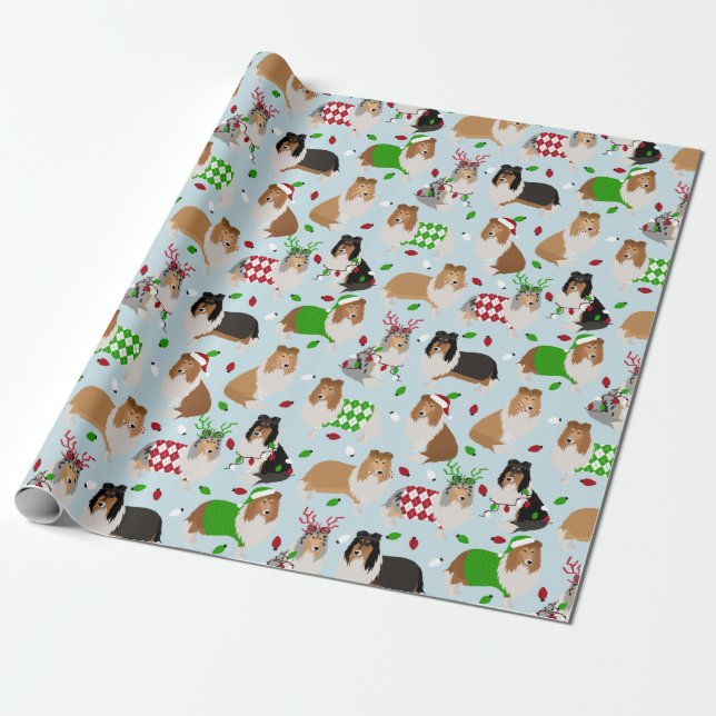 Presente Papel de moldagem Collie de Natal (Desenrolado)