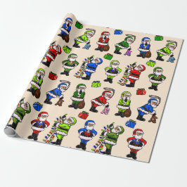 Presente Papel de moldagem com quatro cores Santas