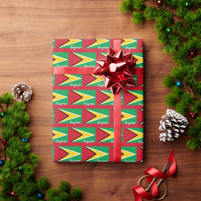 Presente Papel de Moldagem da Guiana, vermelho, Patriótico  (Presente de Natal)