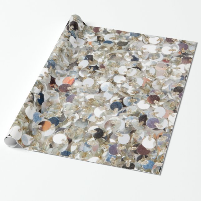 Presente Papel de moldagem de brilho com brilho na sequênci (Desenrolado)