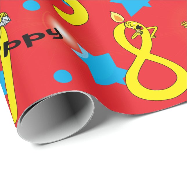 Presente Papel de Moldagem de Chanucá "Happy Hanukkah Numbe (Ponta do rolo)