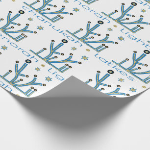 Presente Papel De Moldagem De Chanucá "Menorás Azuis De B