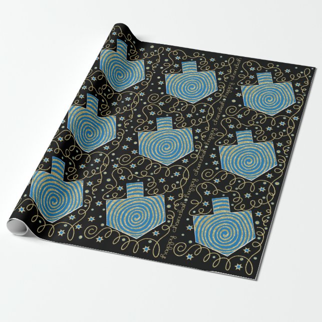 Presente Papel de Moldagem de Chanucá "Sonhos Elegantes" (Desenrolado)