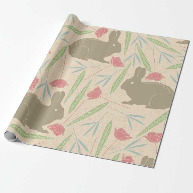 Presente Papel de moldagem de coelho primavera Meadow (Desenrolado)
