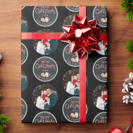 Presente Papel de moldagem de fotos no Natal preto com mens