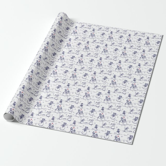 Presente Papel de moldagem de galhardetes de neve | azul (Desenrolado)