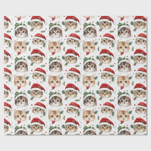 Presente Papel de Moldagem de Gato de Natal (Aberto)
