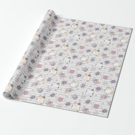 Presente Papel De Moldagem De Gato Floral Encharcado