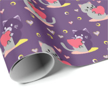 Papel de moldagem de gato roxo - Gatinhos adorávei