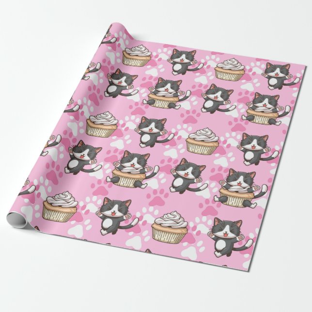 Presente Papel de moldagem de gatos adoráveis (Desenrolado)