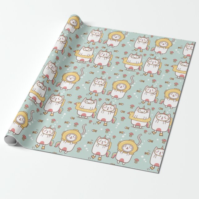 Presente Papel de moldagem de gatos adoráveis (Desenrolado)