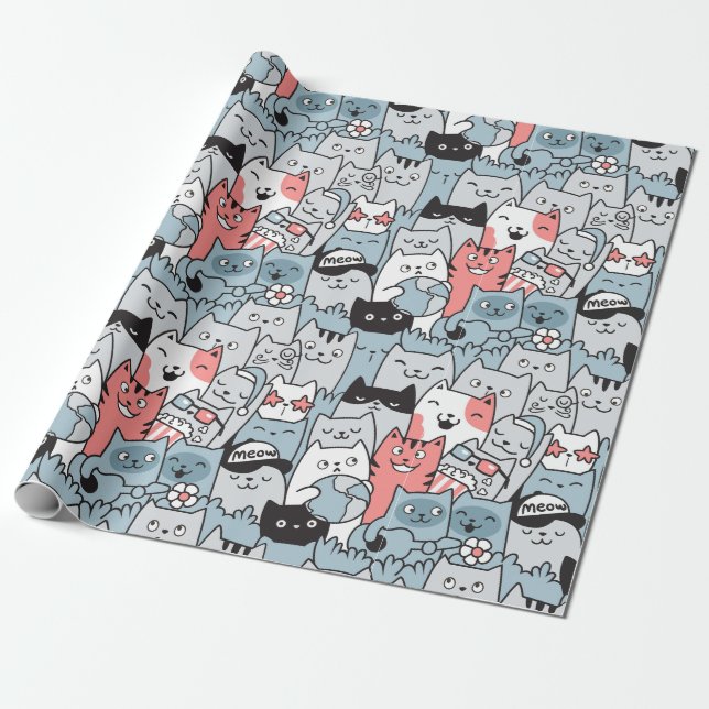 Presente Papel de moldagem de gatos adoráveis (Desenrolado)