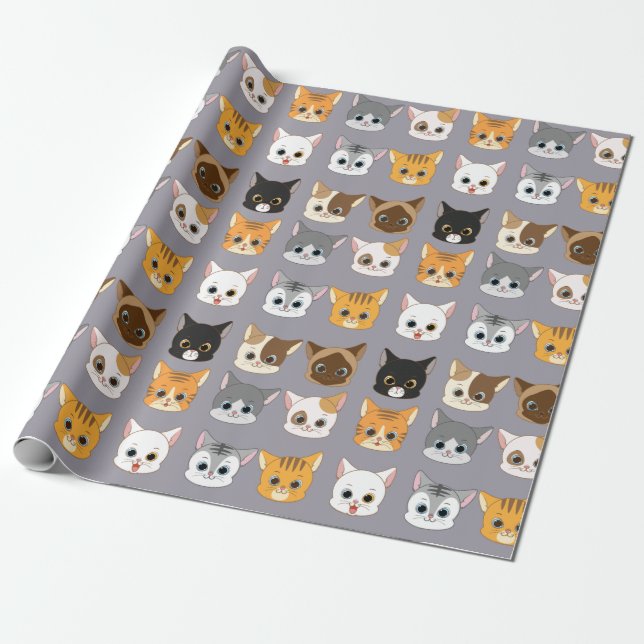 Presente Papel de moldagem de gatos adoráveis (Desenrolado)