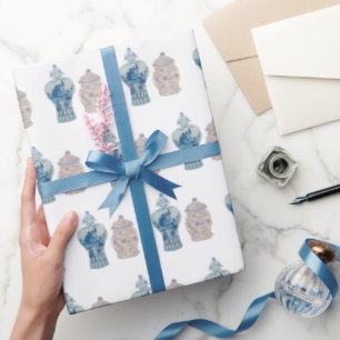 Presente Papel de moldagem de gengibre azul pintado à mão